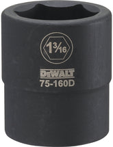 DeWALT DWMT75160OSP Impact Socket, 1-3/16 in Socket, 3/4 in Drive, 6-Point, CR-440 Steel, Black Oxide